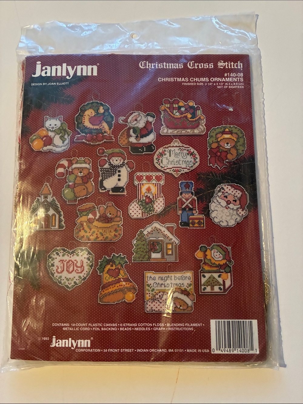 Janlynn Christmas Chums Ornaments Cross Stitch Kit 1993 Set of 18 # 140-08 NWT
